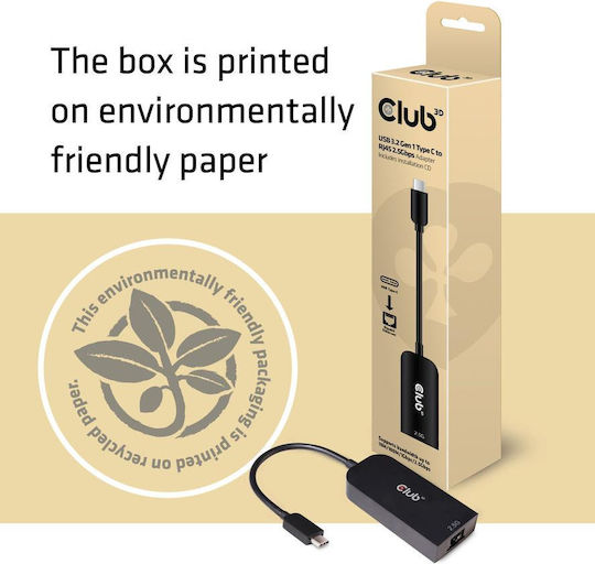 Club3D CAC-1520 USB-C Адаптер за Мрежа с Проводниково Свързване Ethernet