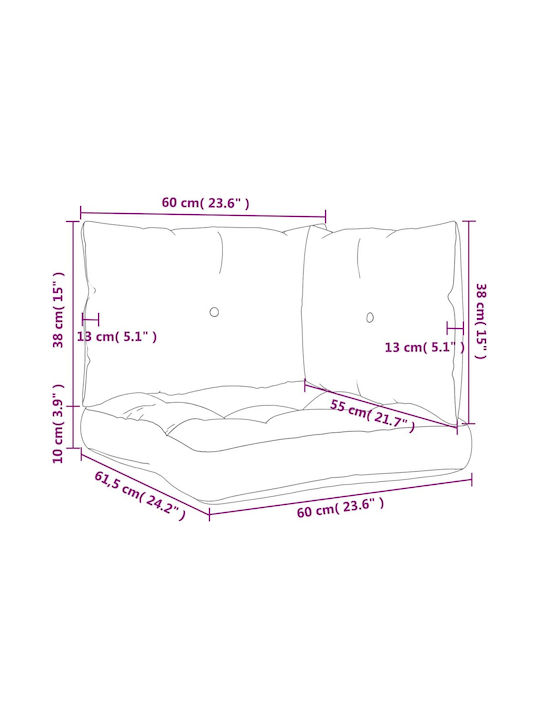 vidaXL Palette Bench Cushion with Backrest Black 3 Pieces 61.5x60cm