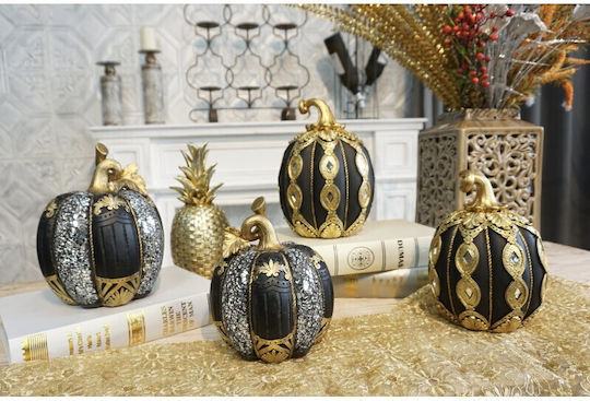 Karvounis Dovleac Decorativ Din Polirosină Negru - Auriu - Argintiu 16x16x21cm