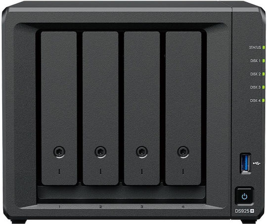 Synology DiskStation DS925+ NAS Tower με 4 θέσεις για HDD/M.2/SSD και 2 θύρες Ethernet