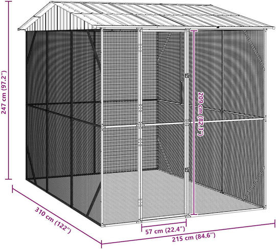 Vidaxl Bird Cage Anthracite 310x227x247 Steel Silver
