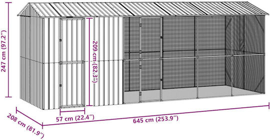 Vidaxl Bird Aviary Extension Anthracite 210x640x247 cm Steel Grey