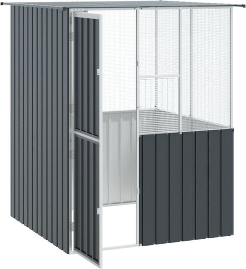 Vidaxl Клетка за птици Антрацит 215x78x200 см Галванизирана стомана Сива