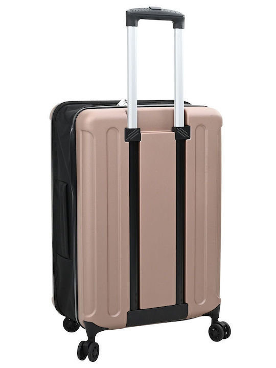 vidaXL Medium Hard Pink Gold Suitcase With 4 Wheels Height 66cm