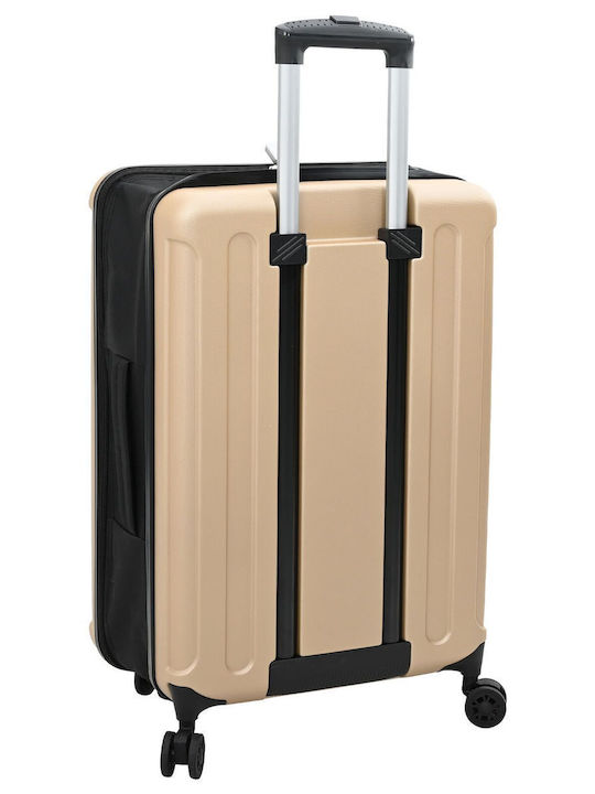 vidaXL Medium Hard Suitcase Champagne with 4 Wheels Height 66cm