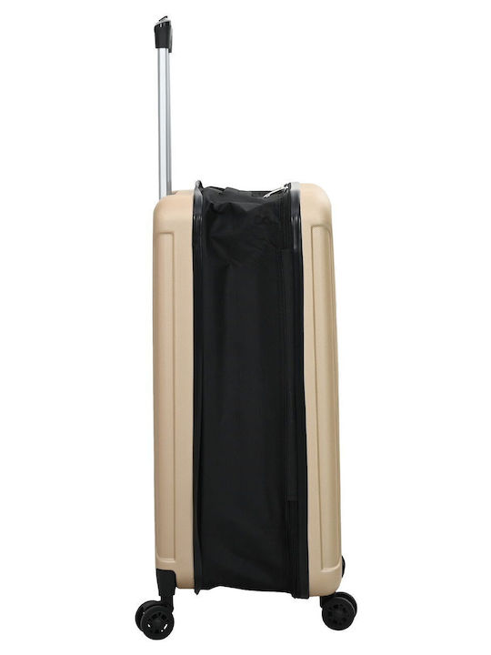 vidaXL Medium Hard Suitcase Champagne with 4 Wheels Height 66cm