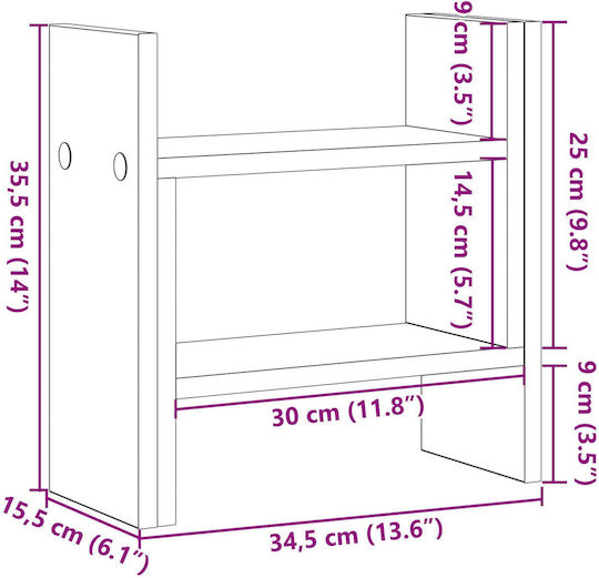 Vidaxl Schreibtisch-Organizer Schwarz Eiche 50x15,5x35,5 cm