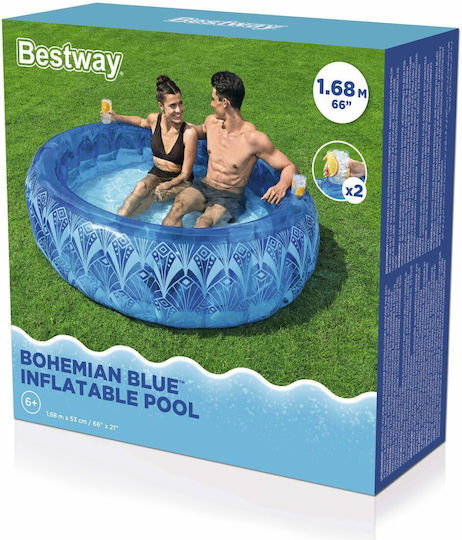 Bestway Παιδική Στρογγυλή Πισίνα PVC 401lt Φουσκωτή 168x53εκ. Μπλε