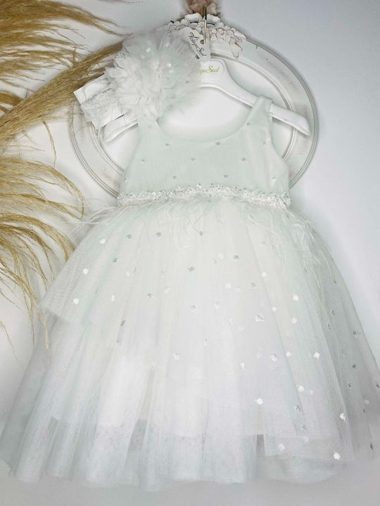Bambolino Vintage Soul White Baptism Dress Made of Tulle