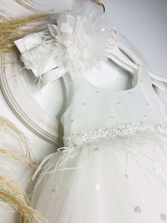 Bambolino Vintage Soul White Baptism Dress Made of Tulle