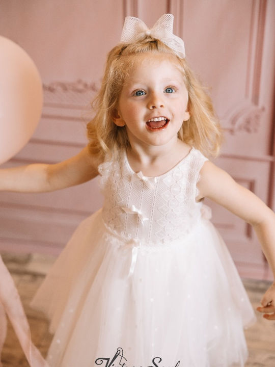 Bambolino Vintage Soul White Baptism Dress Made of Tulle
