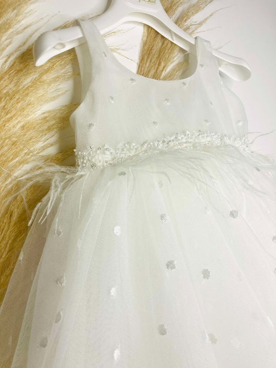 Bambolino Vintage Soul White Baptism Dress Made of Tulle