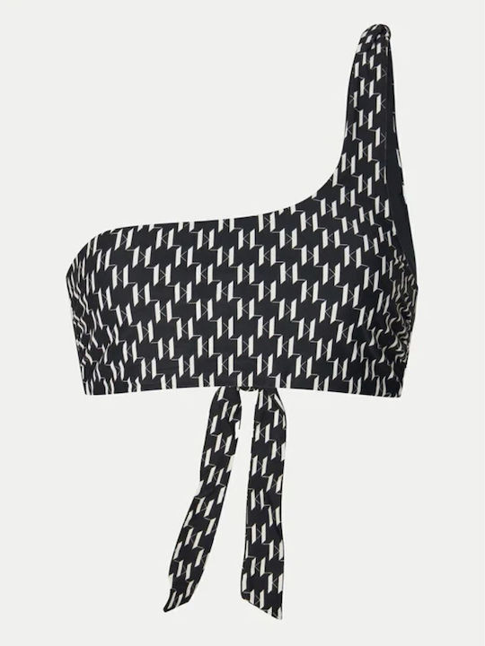 One Shoulder Bikini Top Black-White