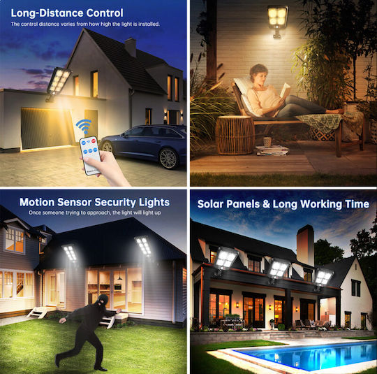 Foyu Wall Mounted Solar Light Traffic light 200W Natural White with Motion Sensor, Photocell and Remote Control IP65