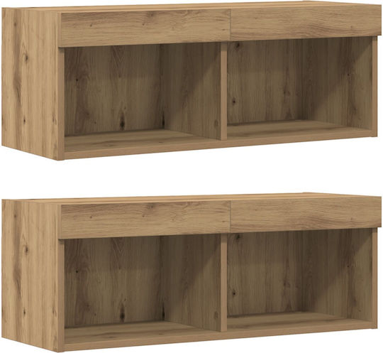 Σύνθετο Σαλονιού Artisan Oak με Φωτισμό Μ40xΒ28.5xΥ40εκ.