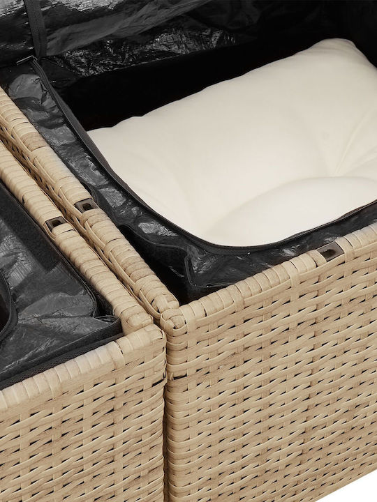 Corner Sofa Outdoor Rattan with Pillows 55x62x69cm