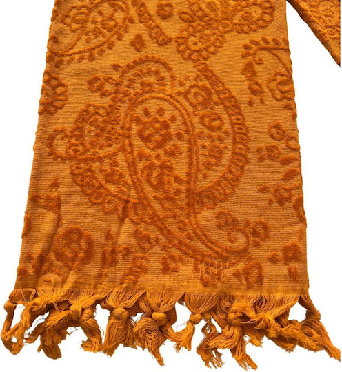 Noidinotte Beach Towel Cotton Orange with Fringes 90x170cm.