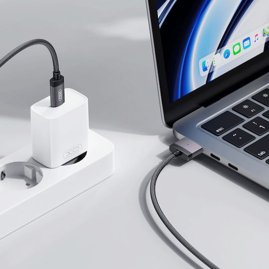 XO Плетена USB 2.0 Кабел USB-C мъжки - Magsafe 3 100W Черен 2м (16.005.0374)