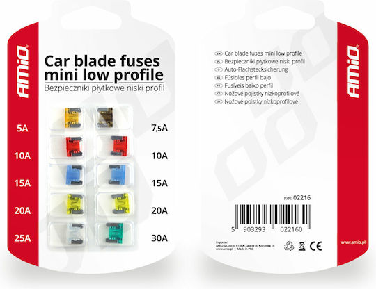 AMiO Car Fuse Set Blades 10pcs