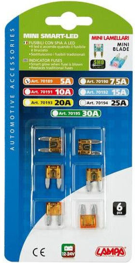 Lampa Smart-Led MicroBlade Indicator Fuses 12/32V 7.5A Set Auto-Sicherungen Flachstecksicherungen 6Stück