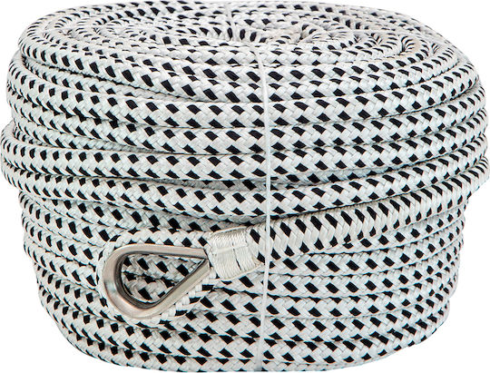 Eval Rope Knitted 12mm Mooring or Anchor with Stainless Steel ShackleWhite