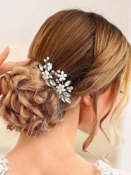 Σετ Νυφική Φουρκέτα 2 Τμχ Κρύσταλλα Flowers Rose Gold