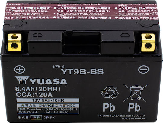 Yuasa Затворен тип Мотоциклетна батерия 120Спецификация с капацитет 8.4Ах
