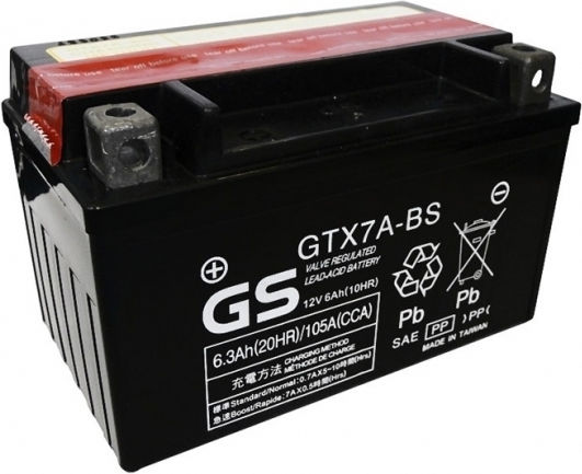 GS ACID-AGM Baterie Motocicleta YTX7A-BS cu Capacitatea 6.8Ah