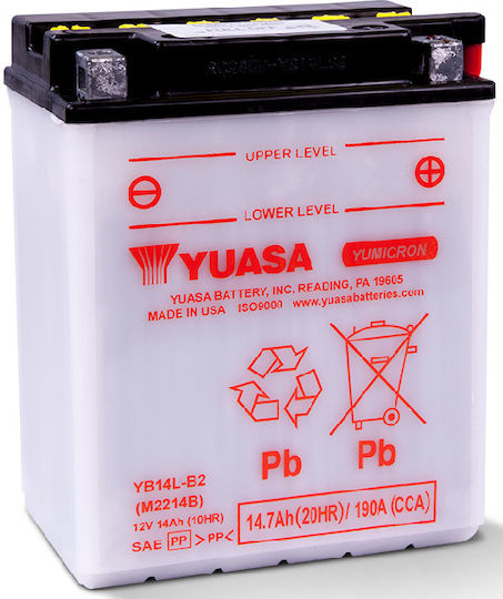 Yuasa Yumicron Deschis Baterie Motocicleta cu Capacitatea 14Ah