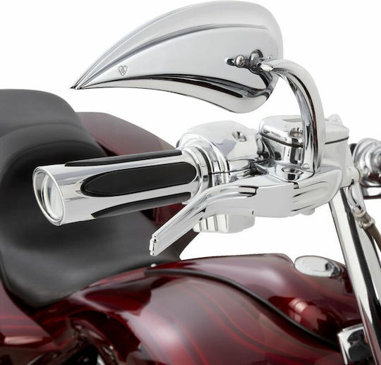 Arlen Ness Grip Closed Handlebars 25.4mm Length:14cm Deep Cut Throttle-by-wire Twist Throttle Hard 500-070 Silver Chrome