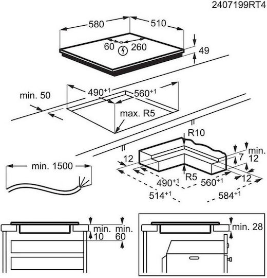 AEG 6000 Bridge Induction Cooktop Autonomous 58x51εκ.