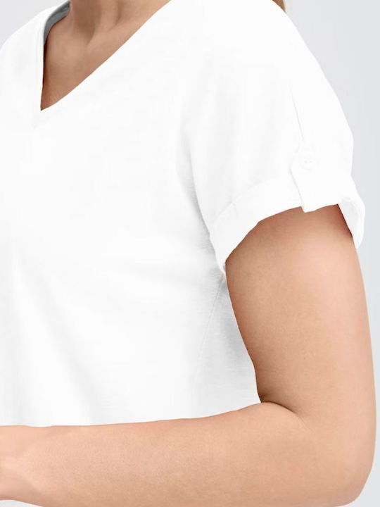 Women's Blouse Cotton Short Sleeve White