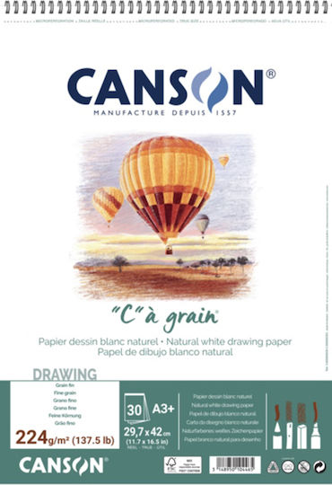 Canson Spiral Sketch Pad Ca Grain A3+ 224gsm 30 Sheets