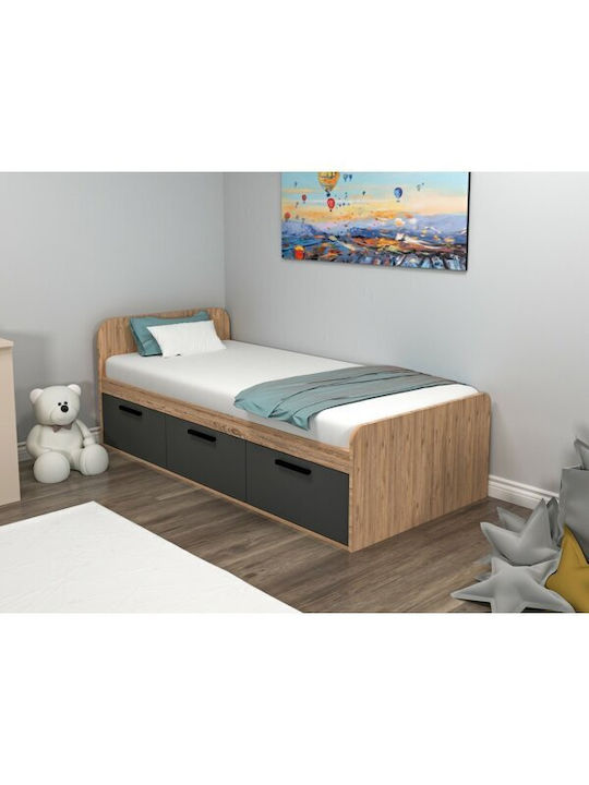 Kids Bed Classic Single Brown for Mattress 90x190cm