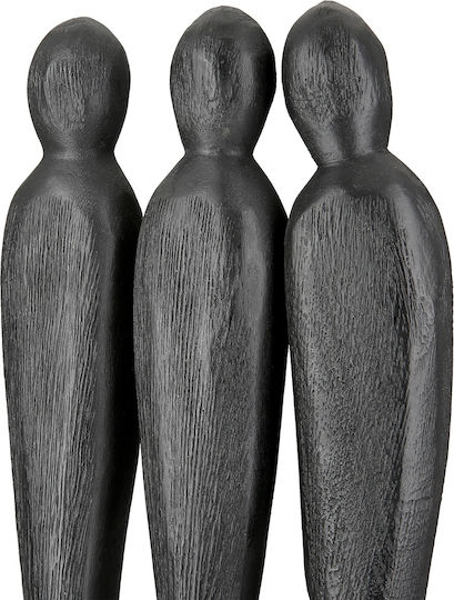 Sculptură "Grup 3 Persoane" Lemn de Mango Negru Pu 14x6.5x36cm