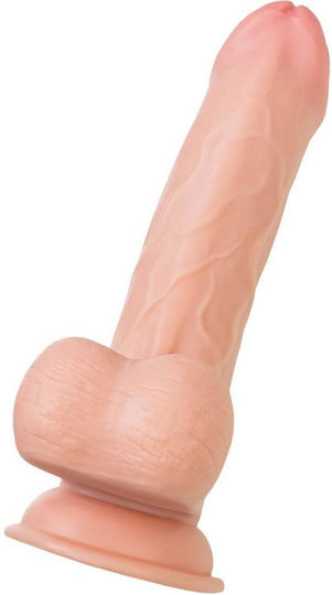 Dildo realist cu Testicule și Ventuză Roz 18.5cm