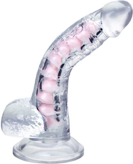 Dildo cu Testicule și Ventuză Transparent 18cm
