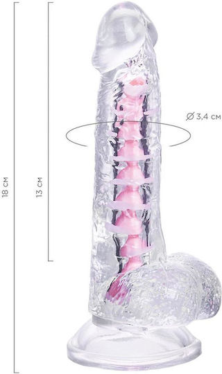 Dildo cu Testicule și Ventuză Transparent 18cm