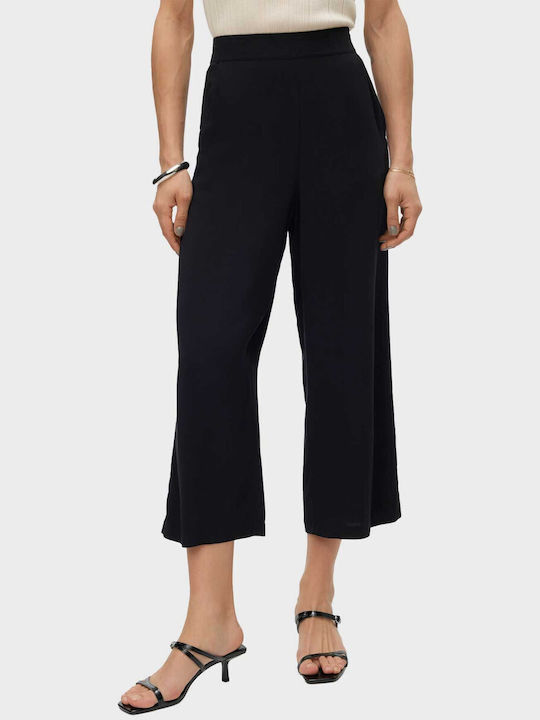 Easy Joy Women's High Waist Culottes with Elastic Black