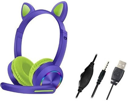AKZ-K20 Over Ear Gaming Headset με σύνδεση 3.5mm Μωβ