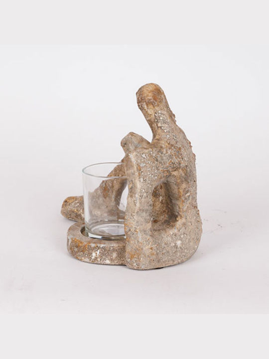 Candle Holder Polyresin in Brown Color 24x20x16.5cm 1pcs