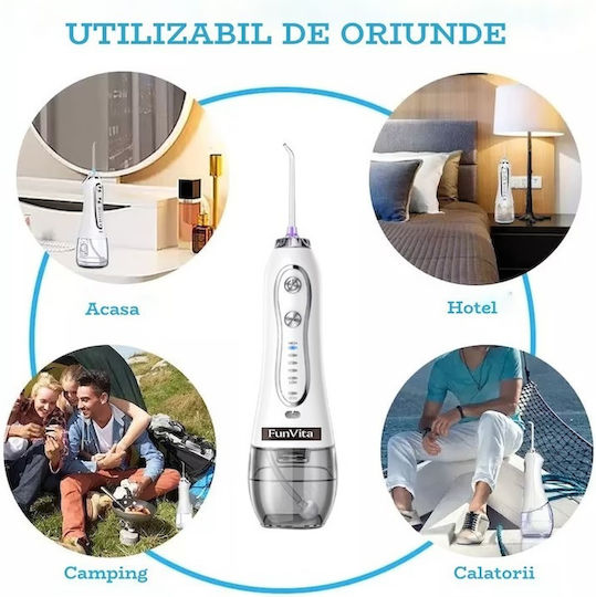FunVita Water Flosser Μπαταρίας με Θήκη Ταξιδίου 300ml Λευκό