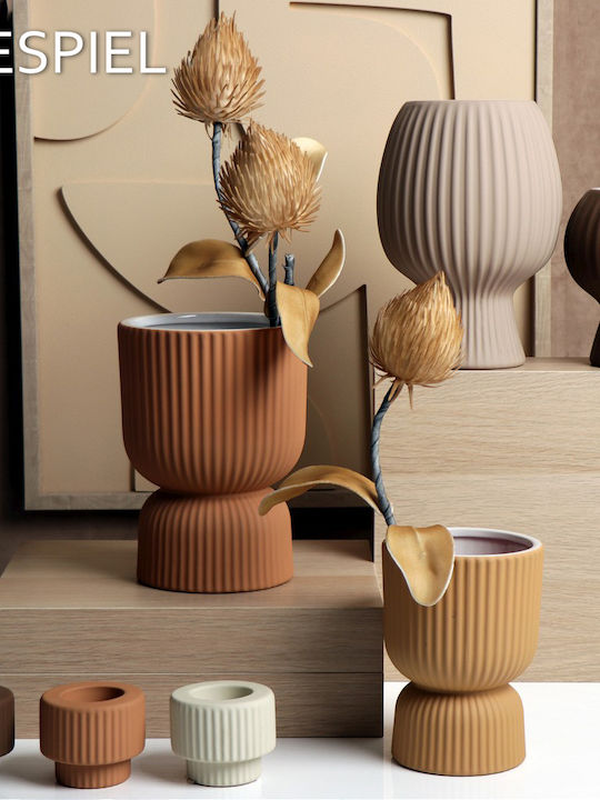 Espiel Candle Holder suitable for Tealights Ceramic in Brown Color 7x6x6cm 1pcs