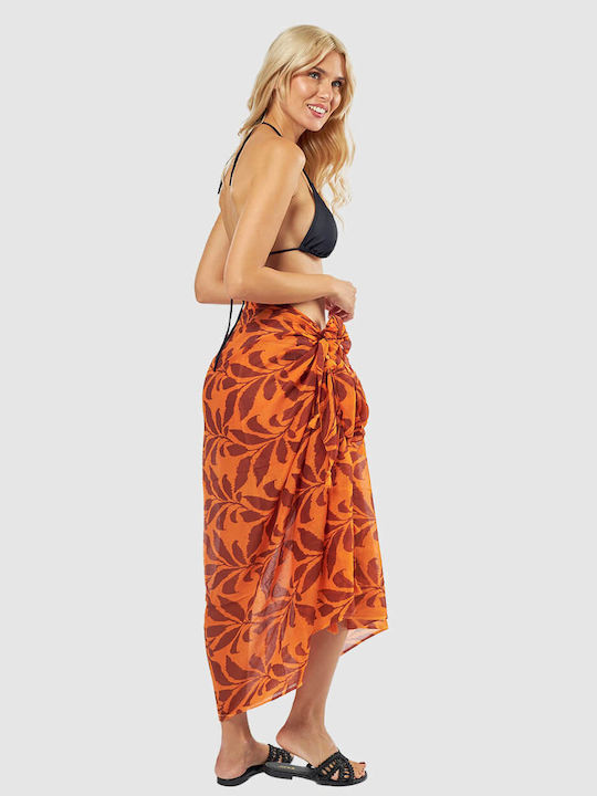 Green Women's Pareo 08-0153 Indian Cotton Orange