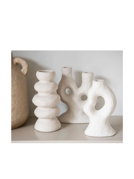 Candle Holder Kea Ah-ax24030 10.5x7x17.5cm White Andrea House Ceramic