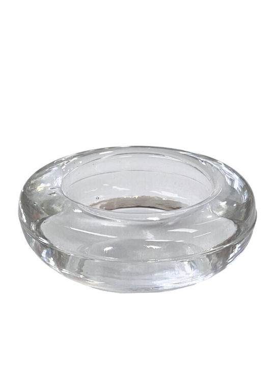 BigBuy Candle Holder Crystal Transparent 6.5x6.5x2.5cm 1pcs