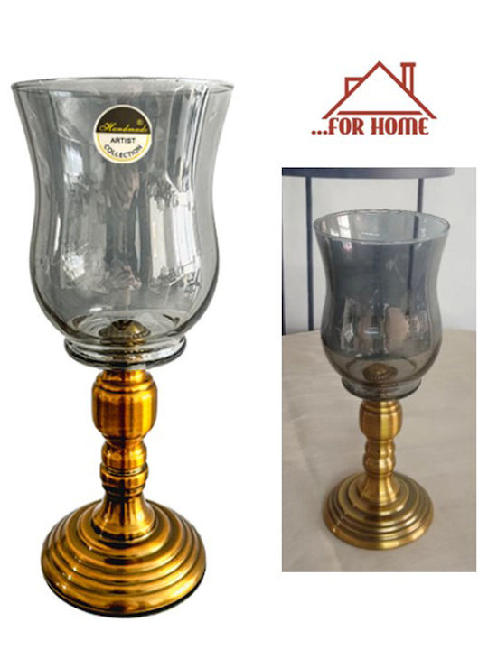 Κηροπήγιο Γυάλινο Μεταλλική Βάση 10x32cm Forhome 321476 Home