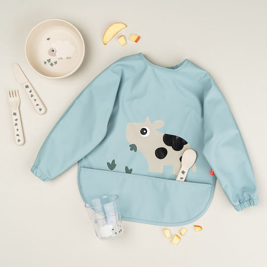 Done by Deer Waterproof Coverall Fabric with Hoop & Loop Fastener, Pocket & Sleeves Farm Blue