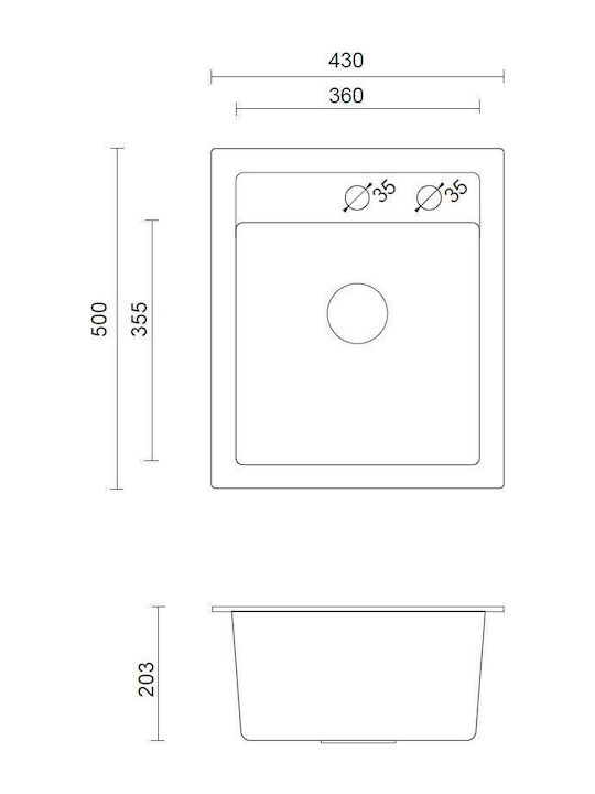 Steiner Johnny Drop-In Sink Synthetic Granite W43xD50cm granite beige