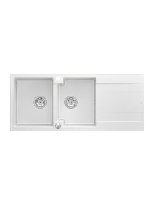 GraniteQ Drop-In Sink Inox W116xD50cm White